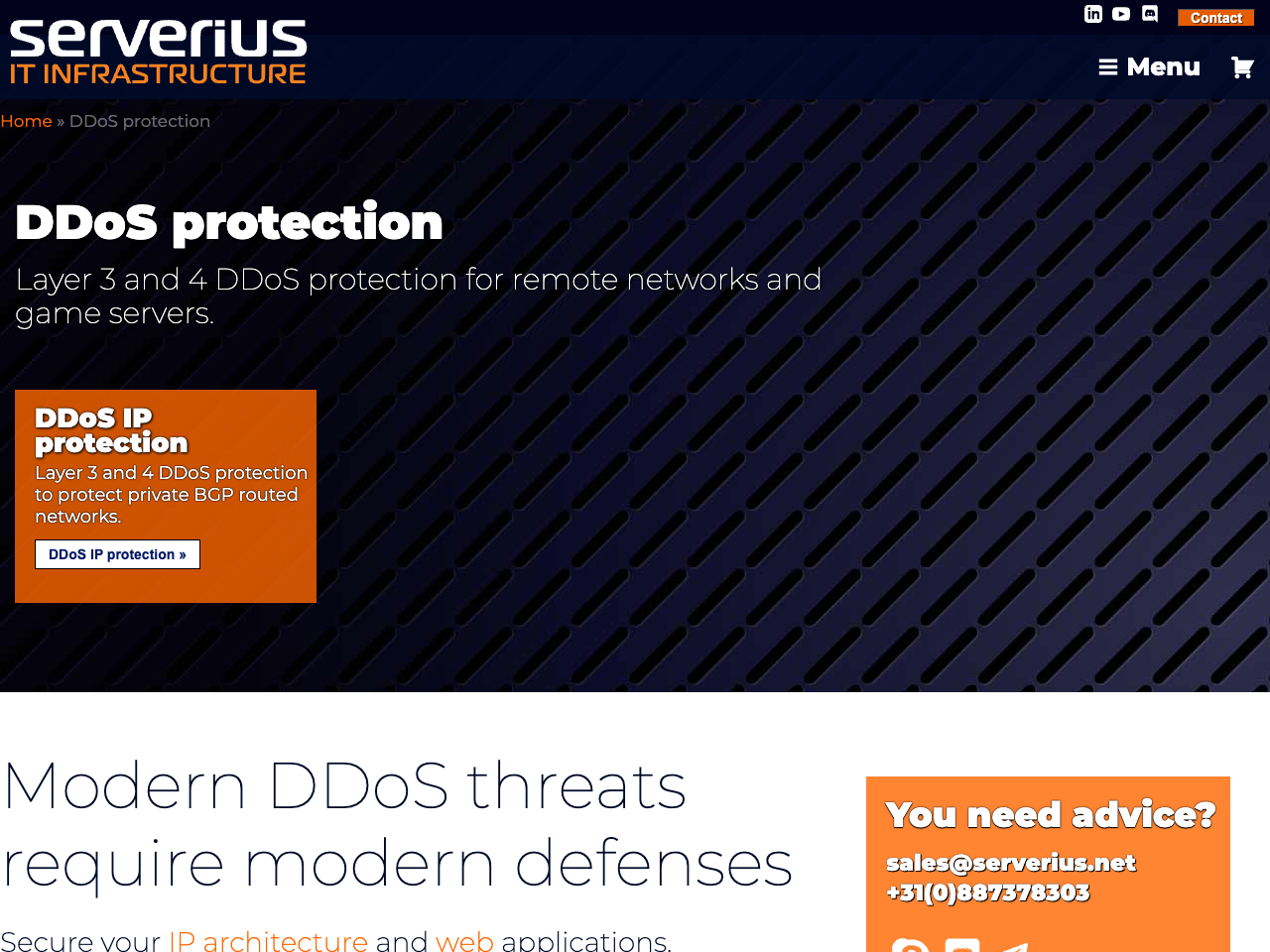 Serverius DDoS protection screenshot