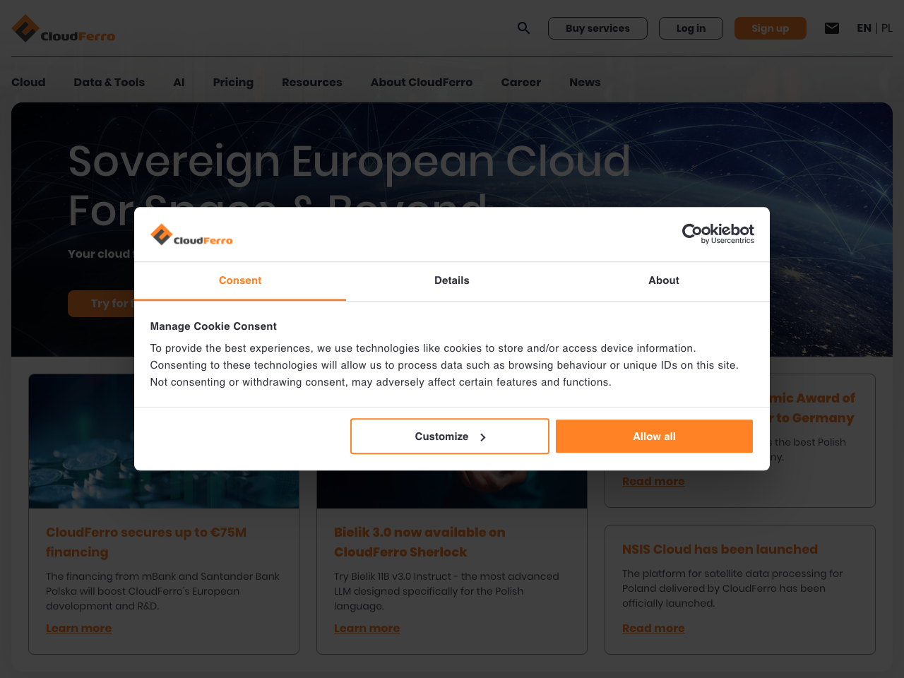 CloudFerro screenshot