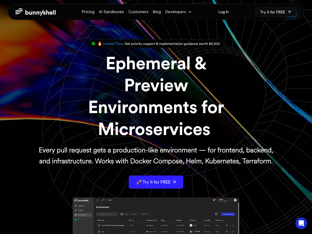 Bunnyshell screenshot