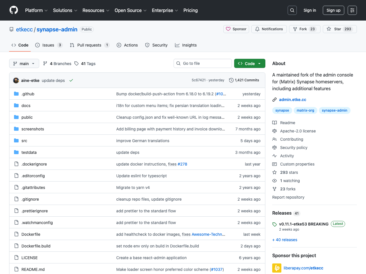 Synapse Admin screenshot