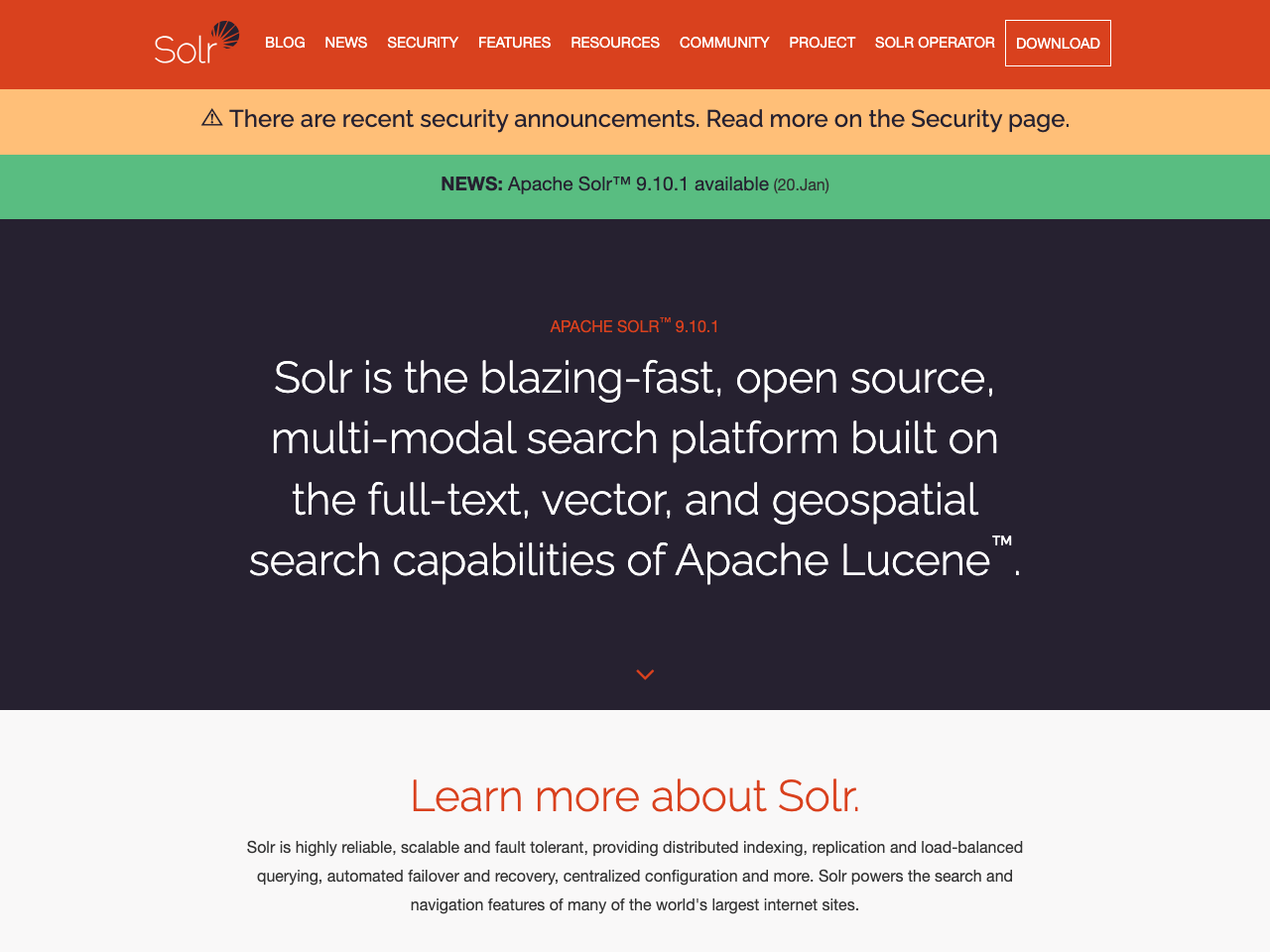 Apache Solr screenshot
