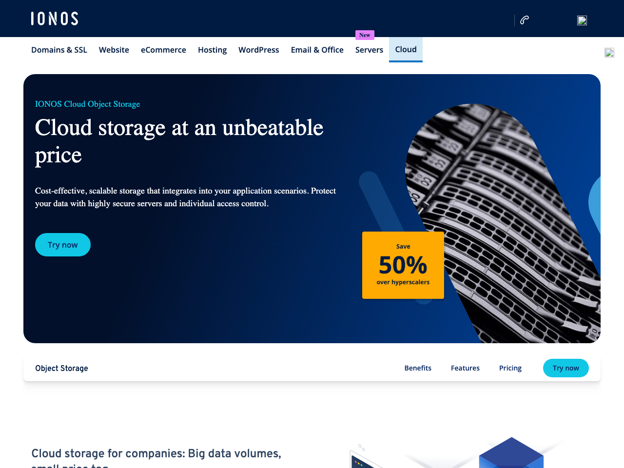 IONOS object storage screenshot