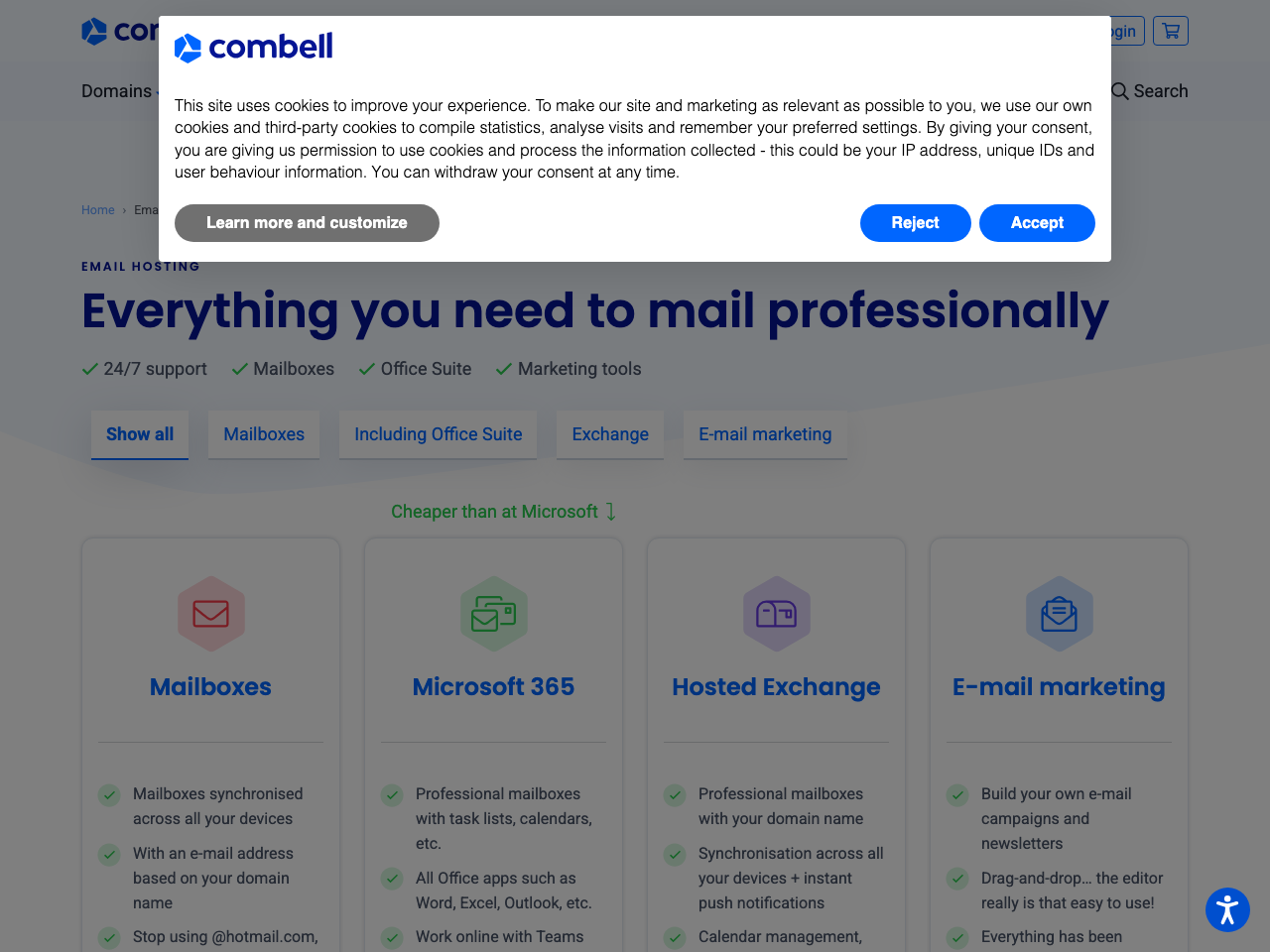 Combell Email screenshot
