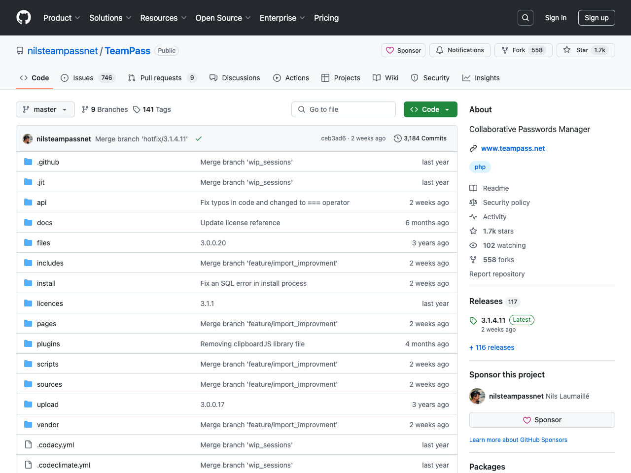 Teampass screenshot