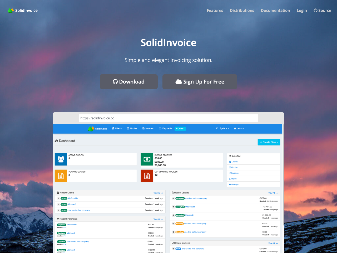 SolidInvoice screenshot