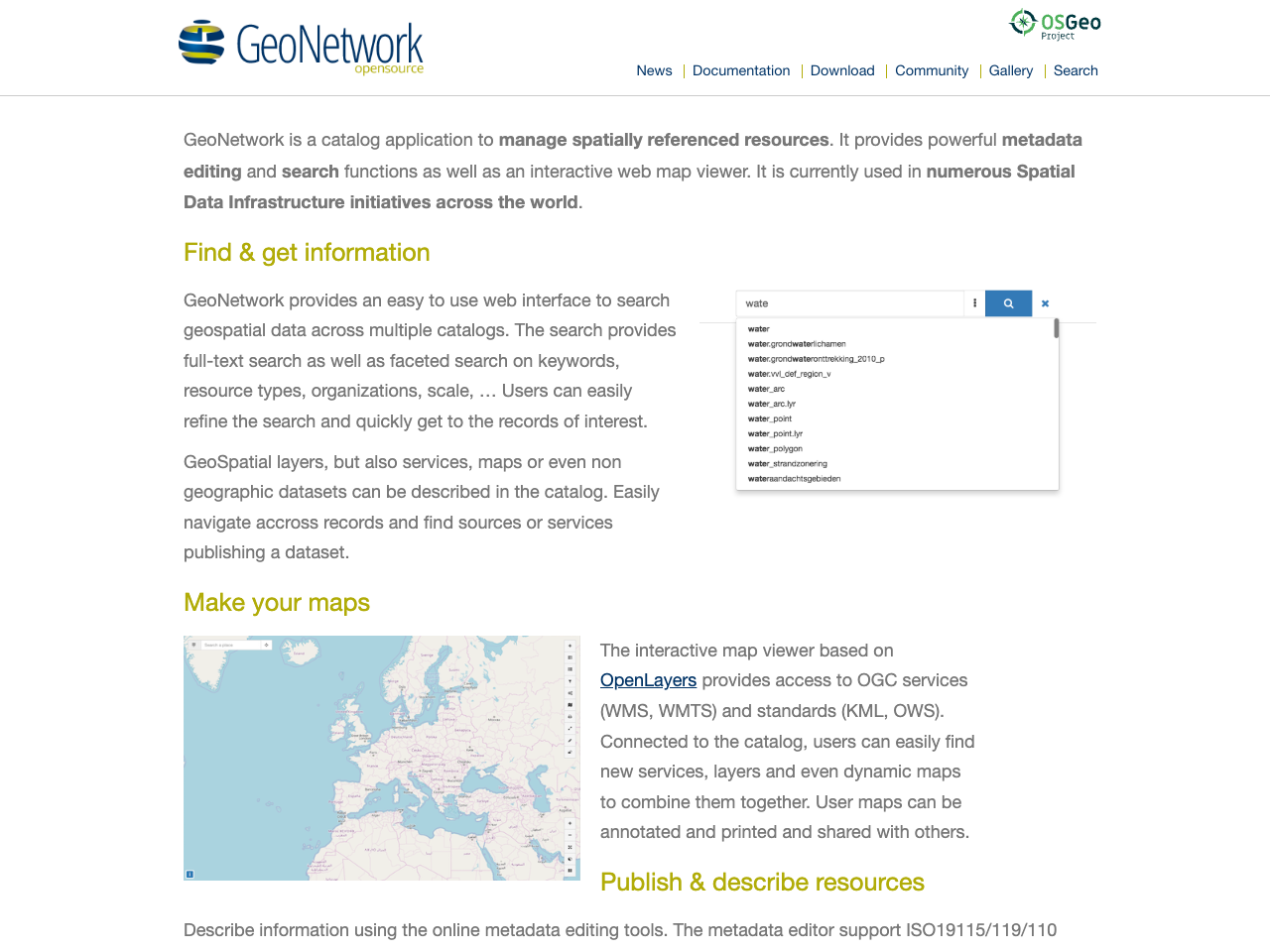 GeoNetwork opensource screenshot