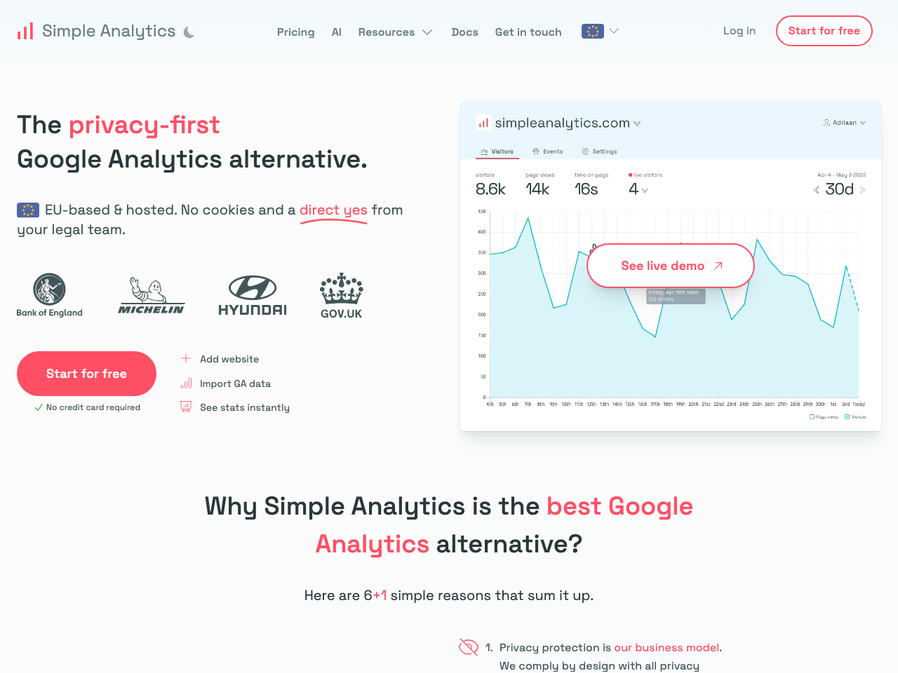 Simple Analytics screenshot