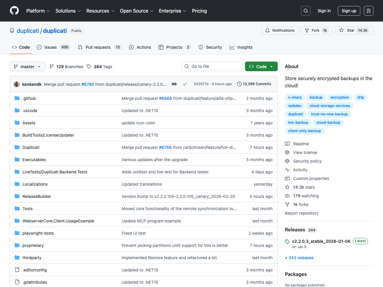 Duplicati screenshot