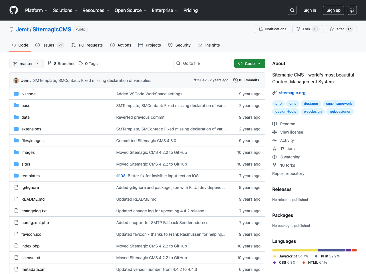Sitemagic CMS screenshot