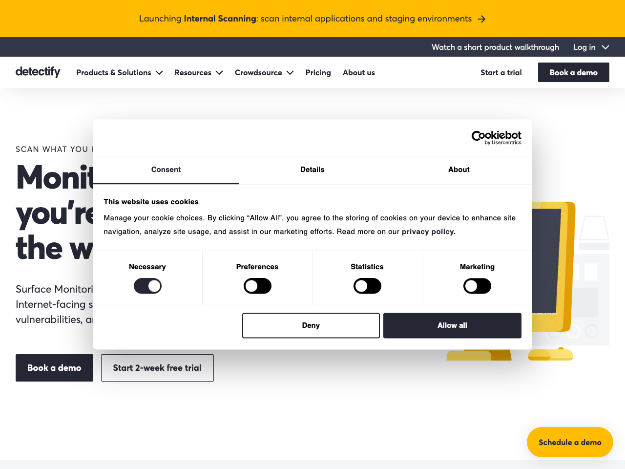 Detectify Surface Monitoring screenshot