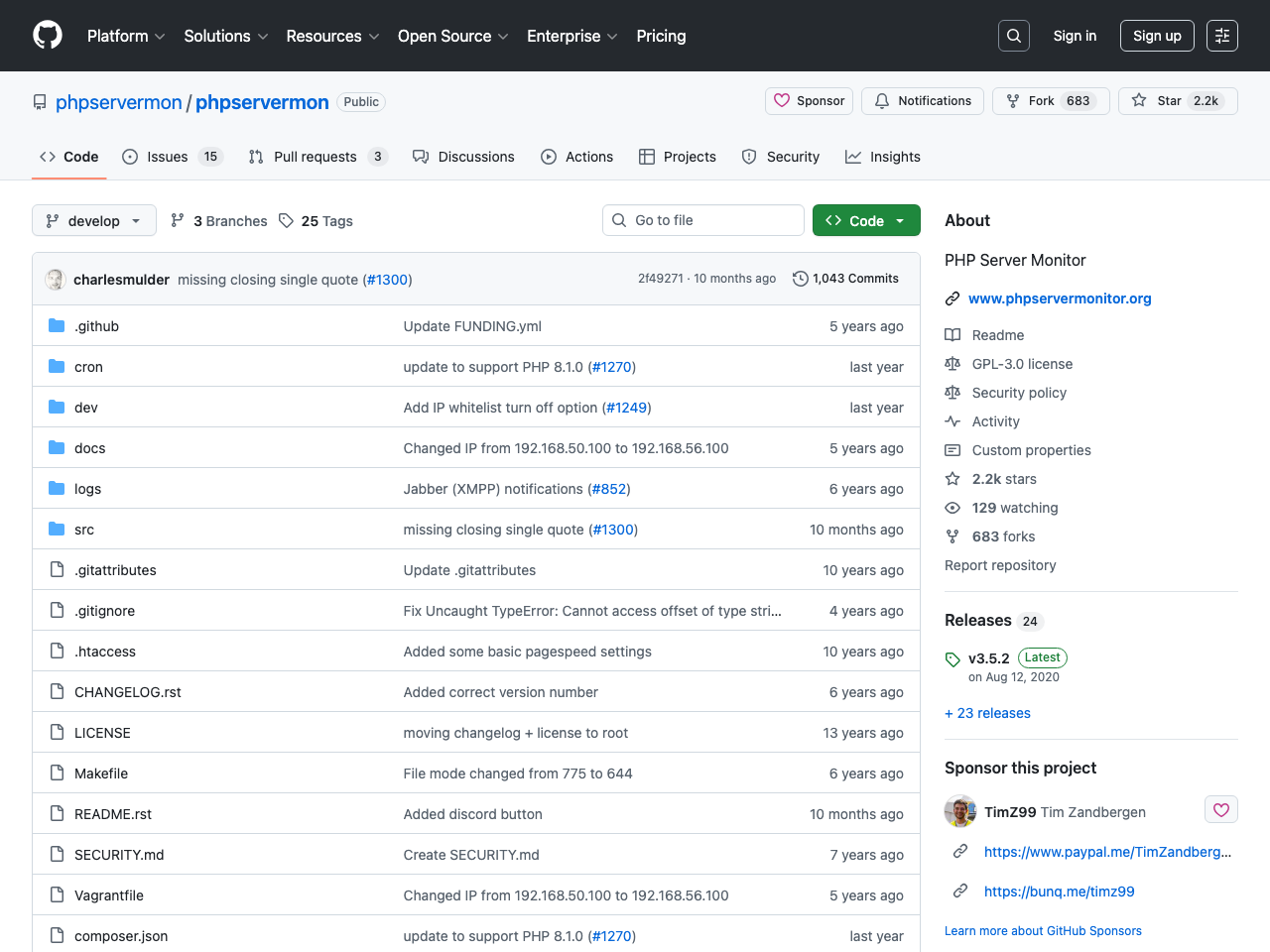 PHP Server Monitor screenshot