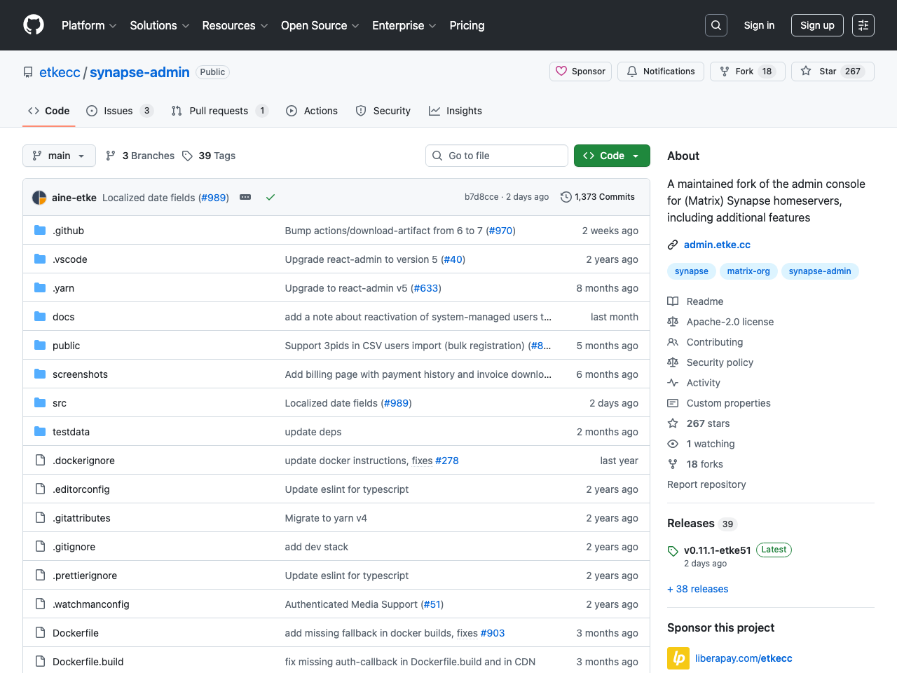 Synapse Admin screenshot