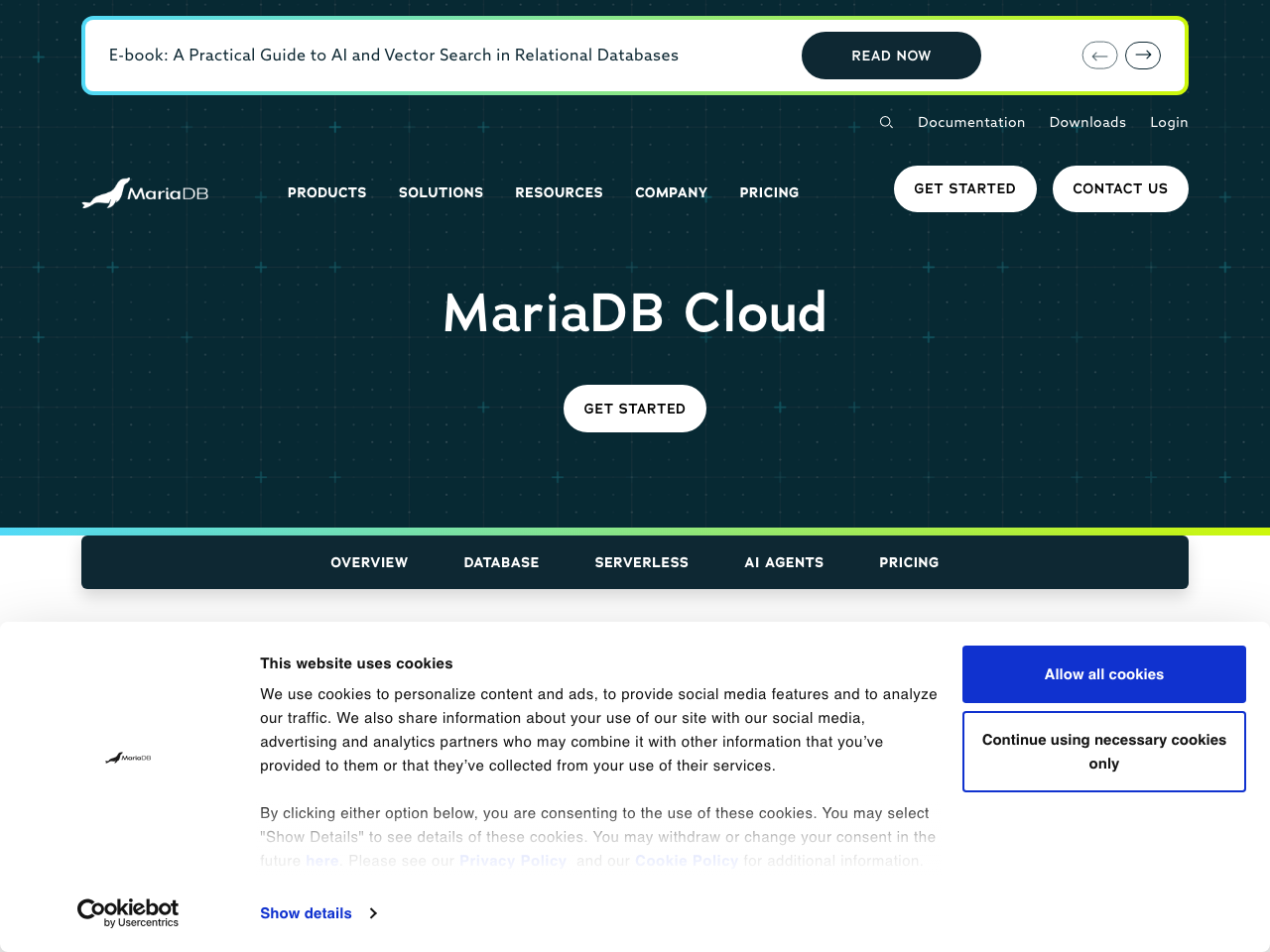MariaDB SkySQL screenshot