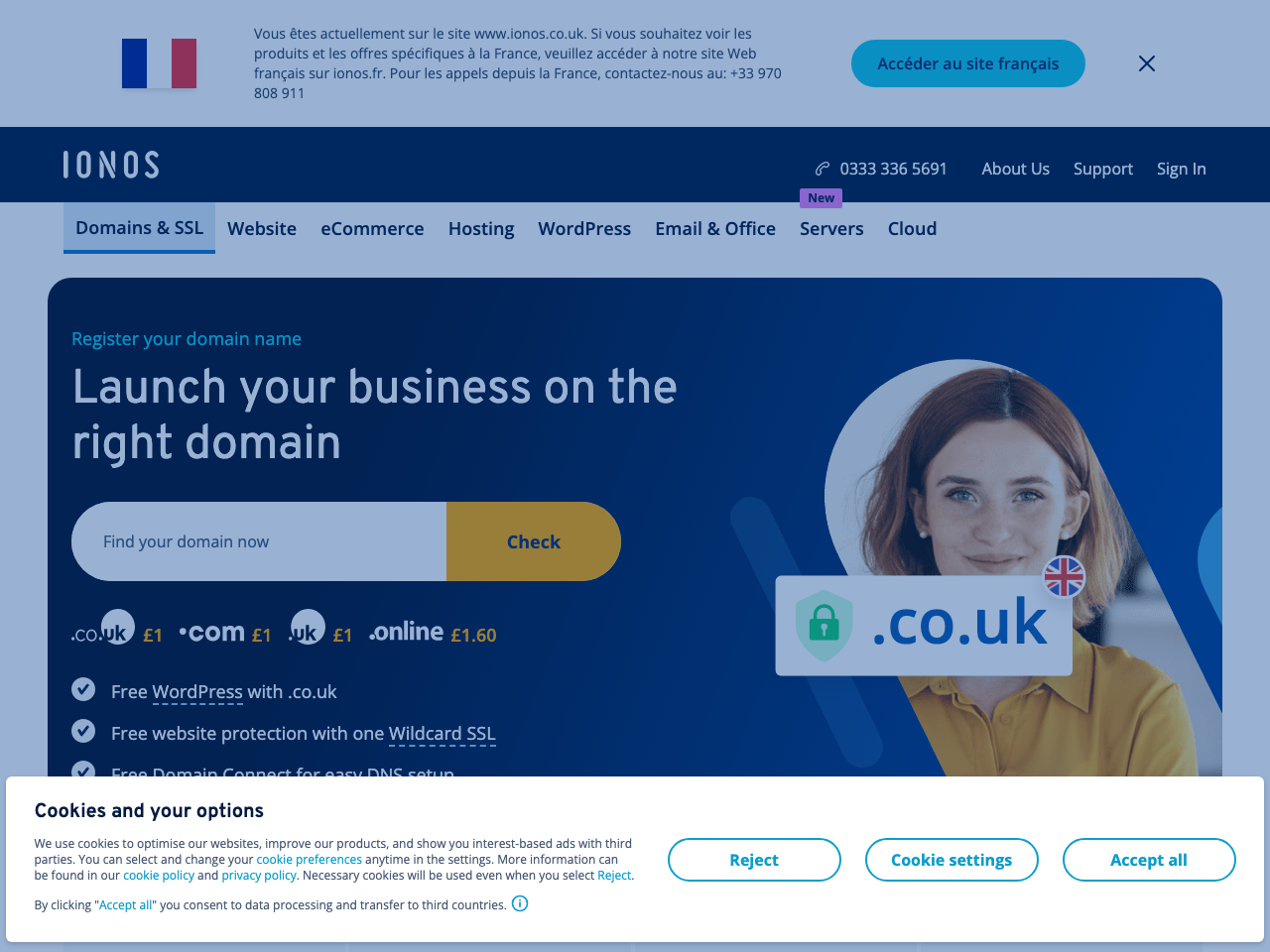IONOS domains screenshot