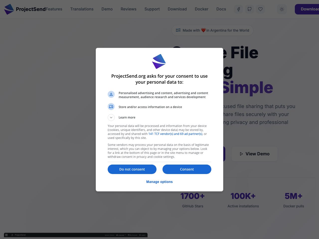 ProjectSend screenshot