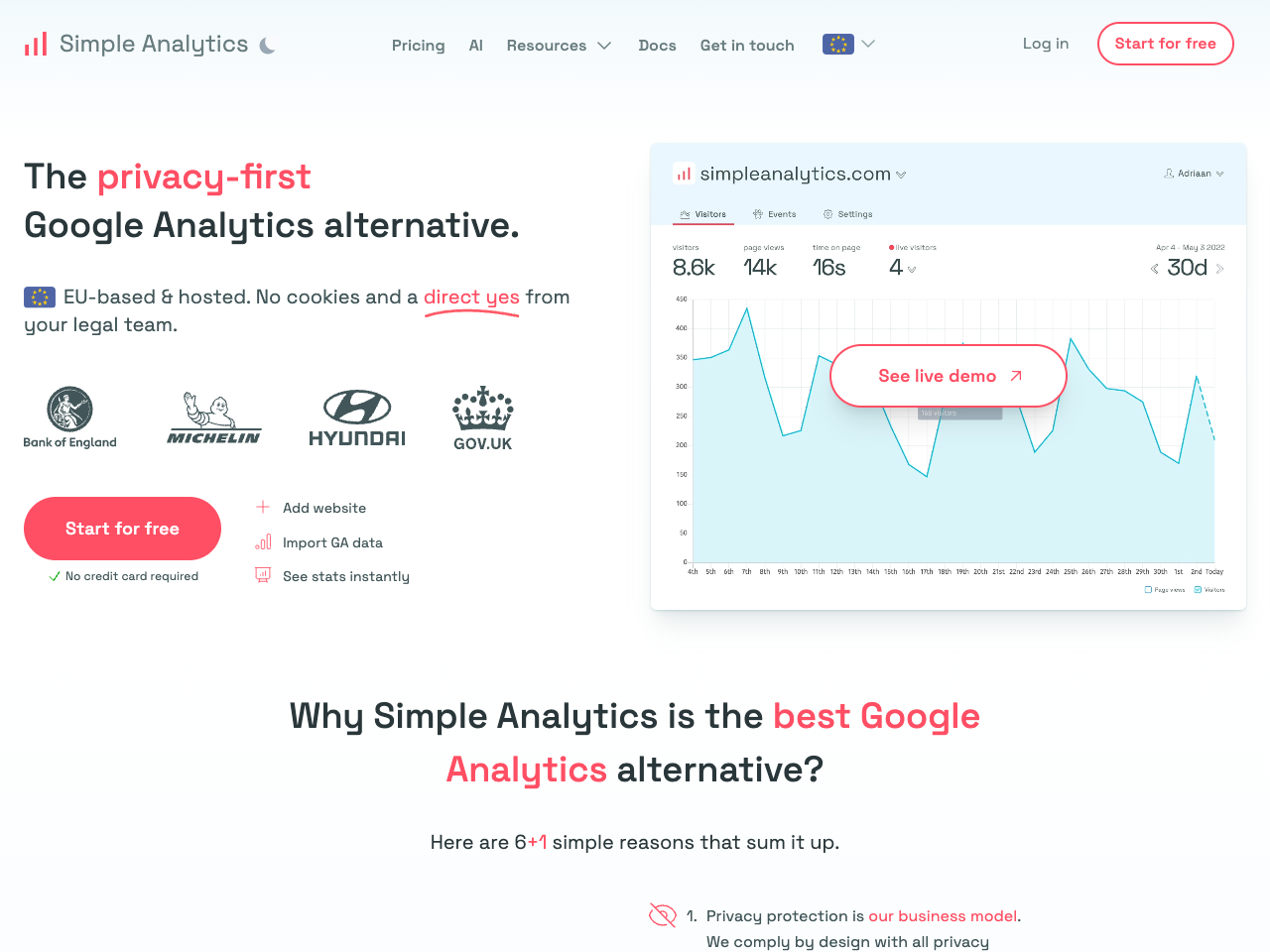 Simple Analytics screenshot