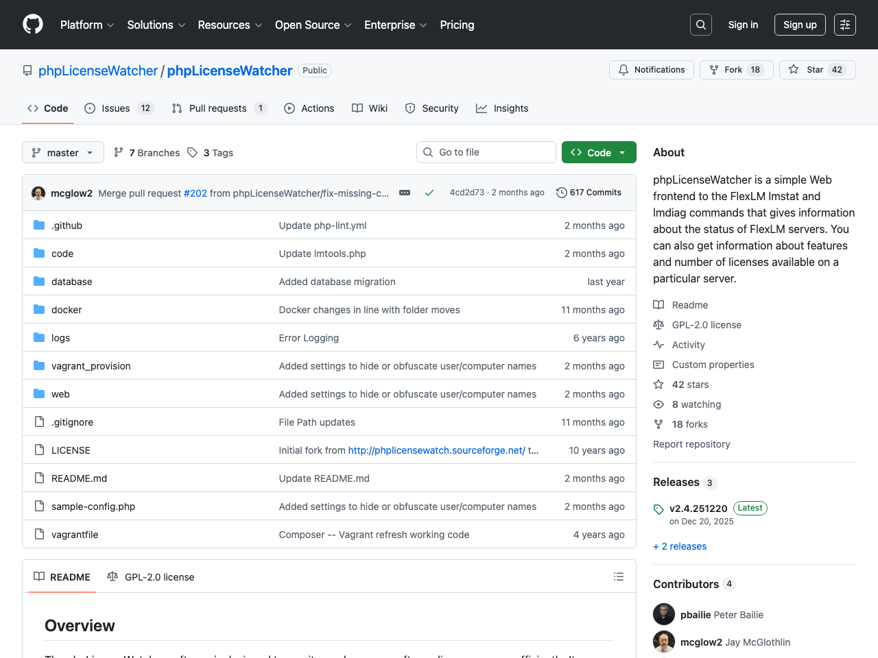 PHPLicenseWatcher screenshot