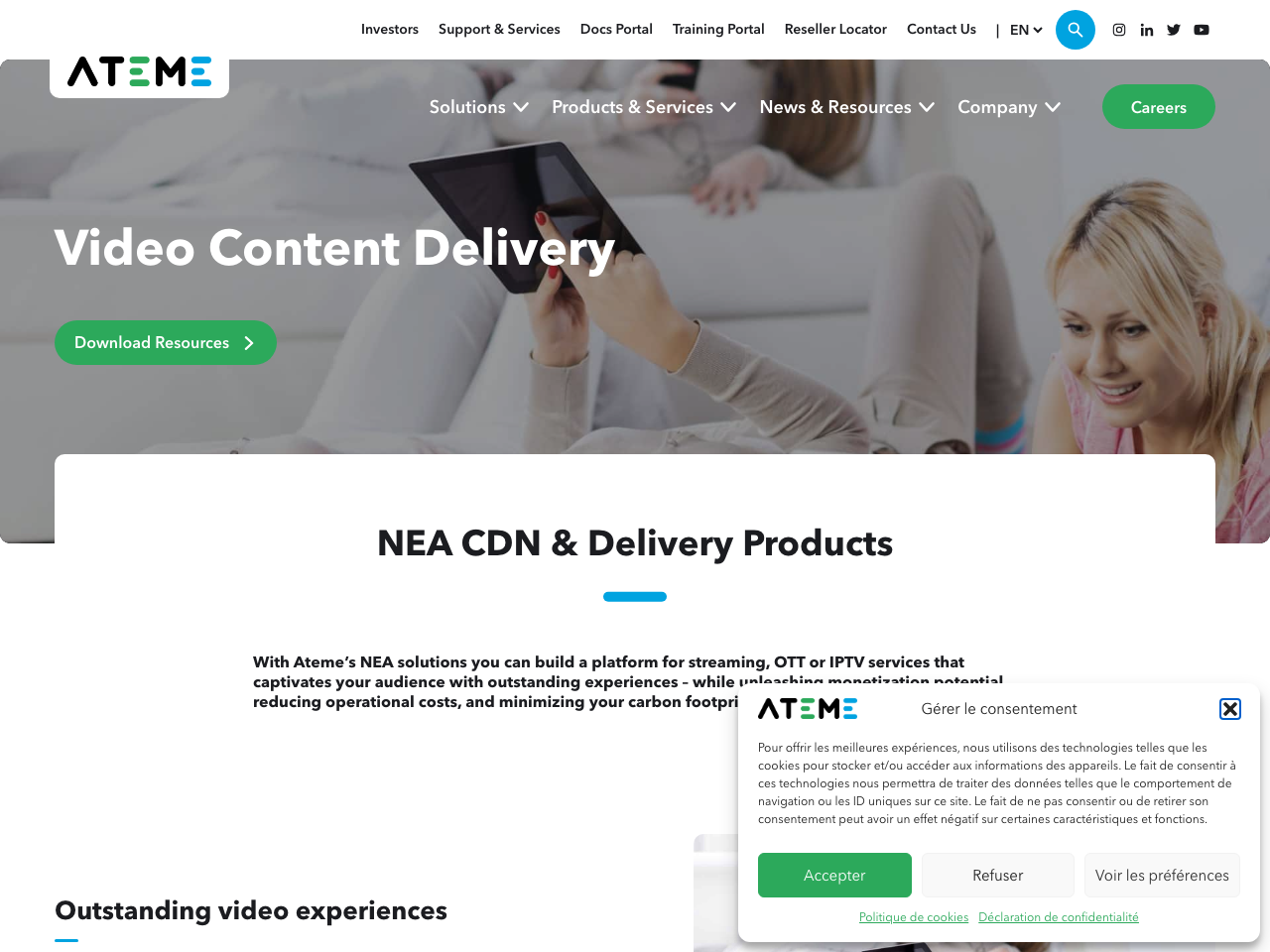 NEA CDN & Delivery Products screenshot