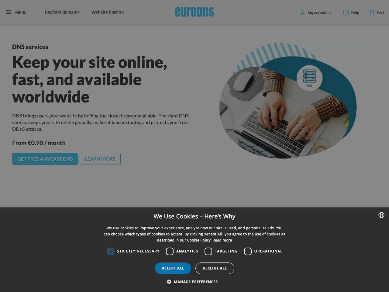 EuroDNS DNS screenshot