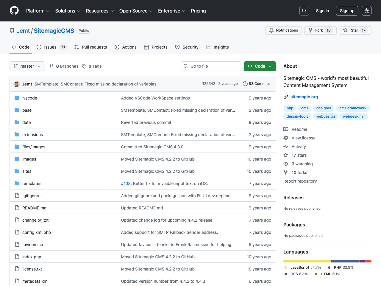 Sitemagic CMS screenshot