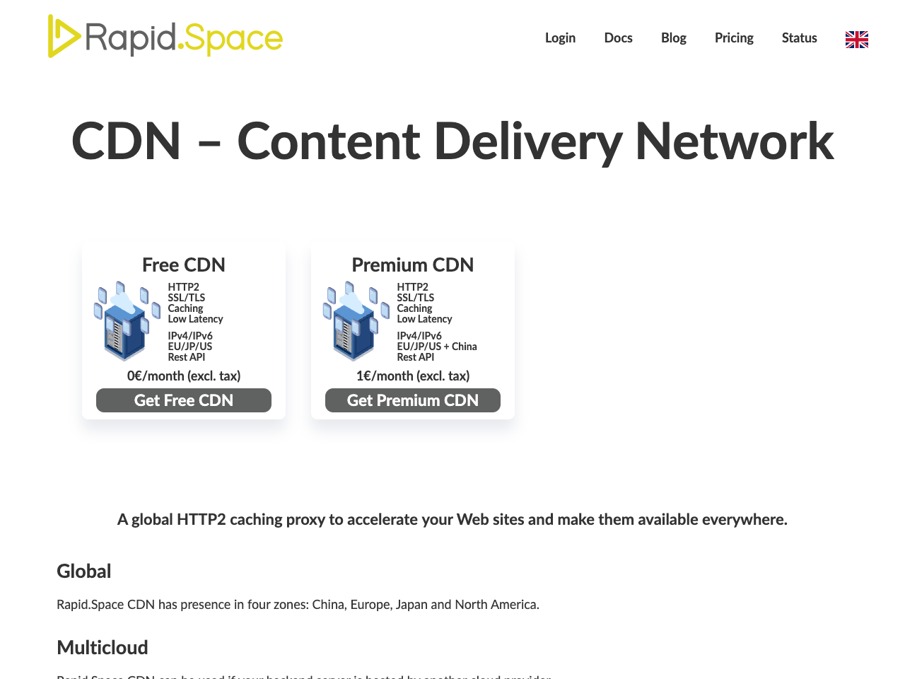 Rapid.Space Content Delivery Network screenshot