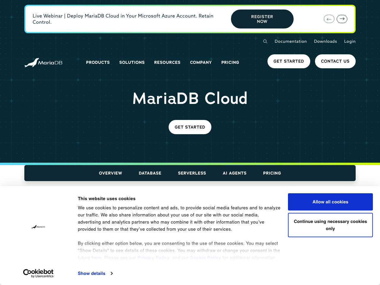MariaDB SkySQL screenshot