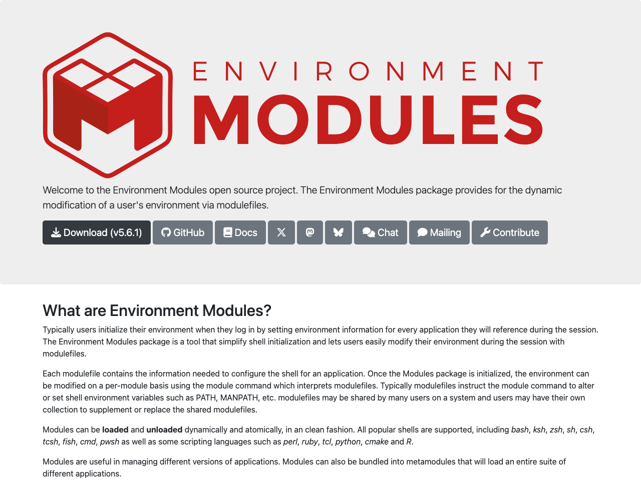 Environment Modules screenshot