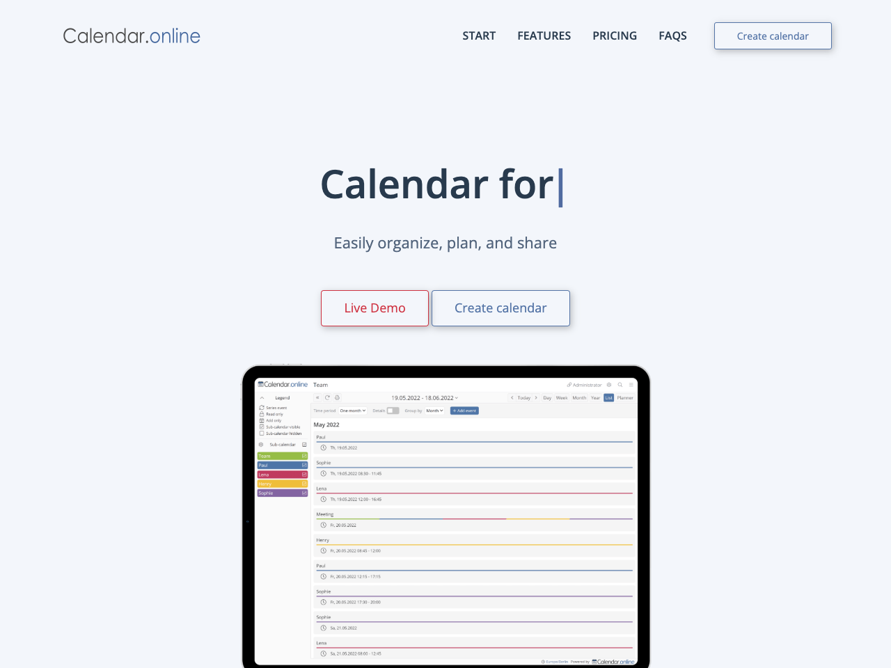 Calendar.online screenshot