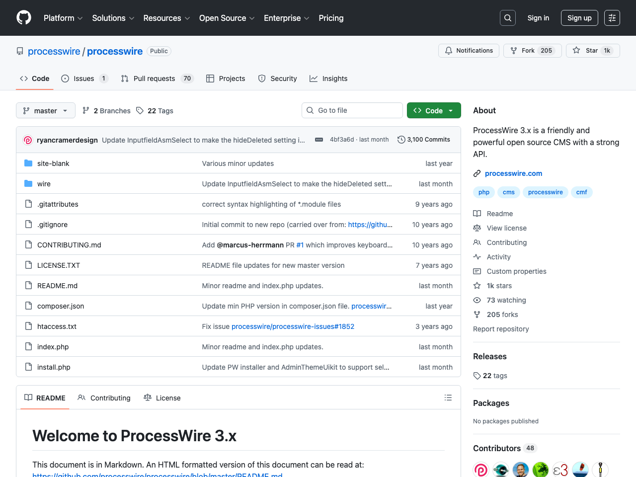 ProcessWire screenshot