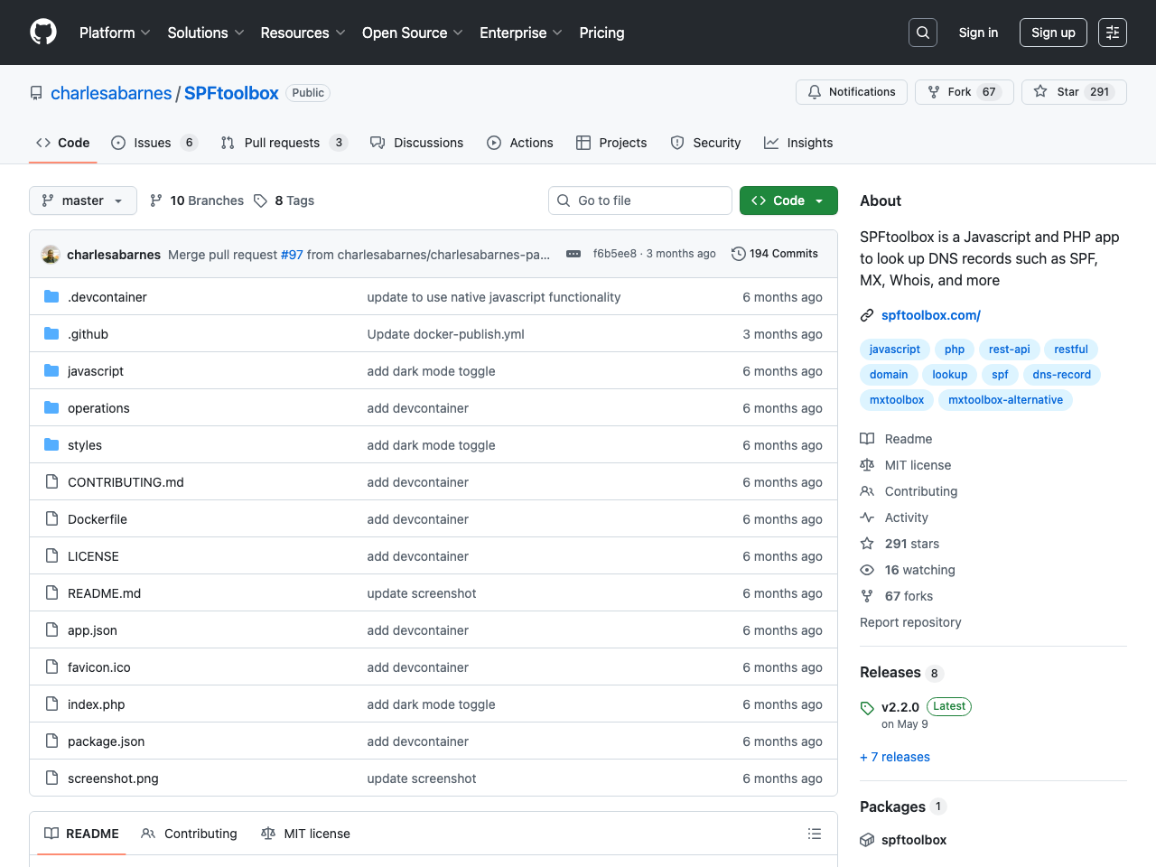 SPFtoolbox screenshot