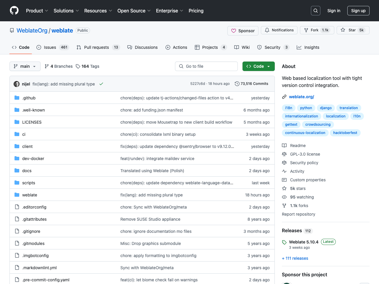 Weblate screenshot