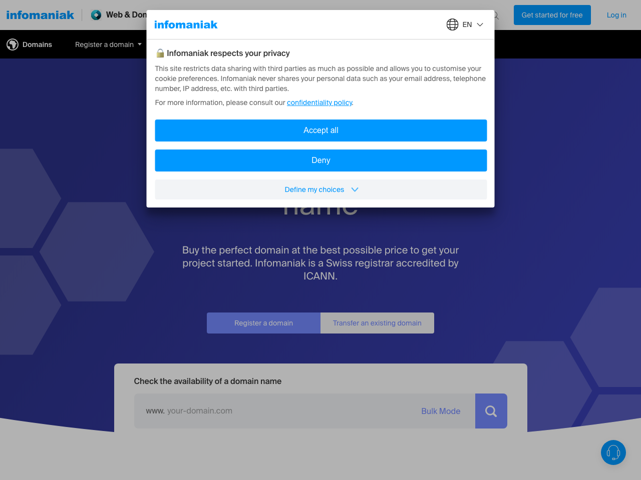 Infomaniak Domains screenshot