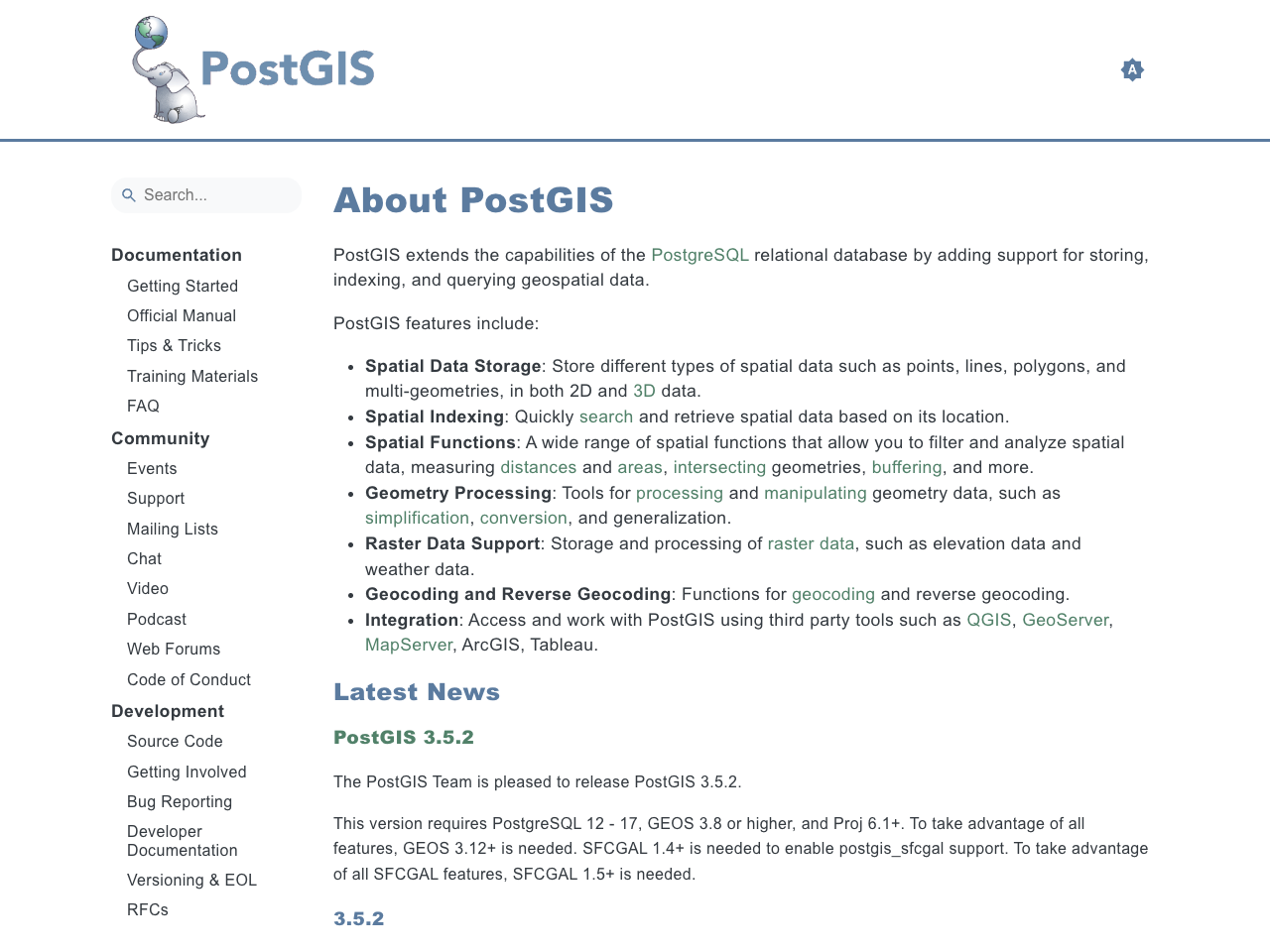 PostGIS screenshot