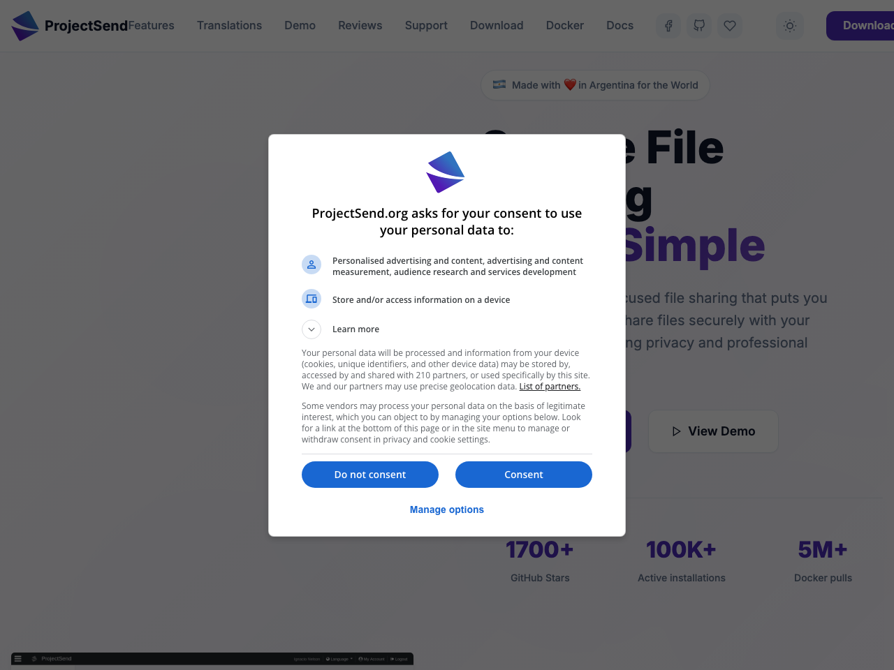 ProjectSend screenshot