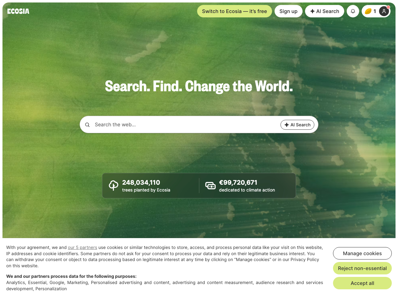 Ecosia screenshot