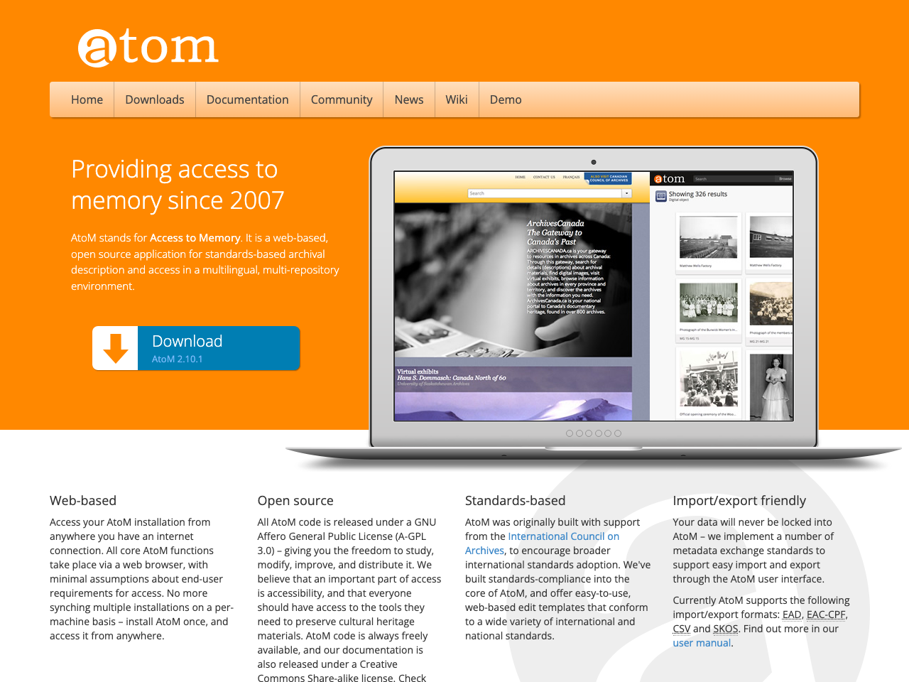 AtoM - Access to Memory screenshot