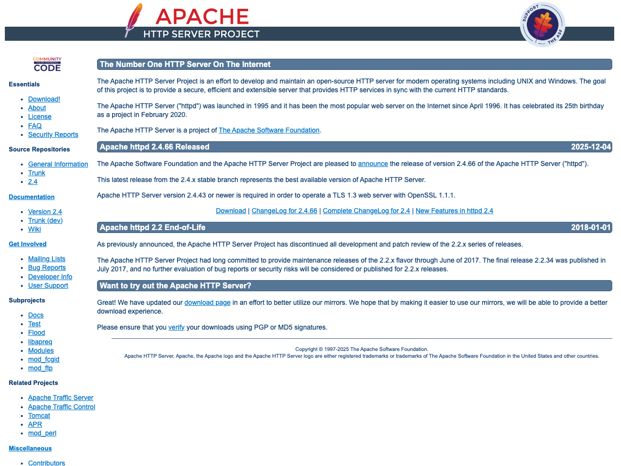 Apache HTTP Server screenshot