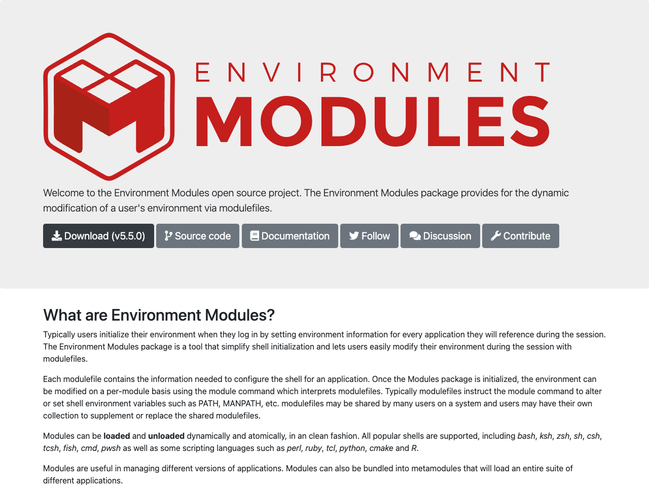 Environment Modules screenshot