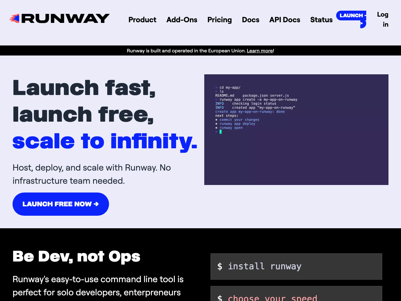 Runway PaaS screenshot