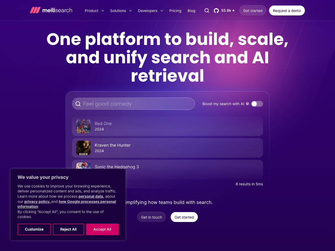 Meilisearch screenshot