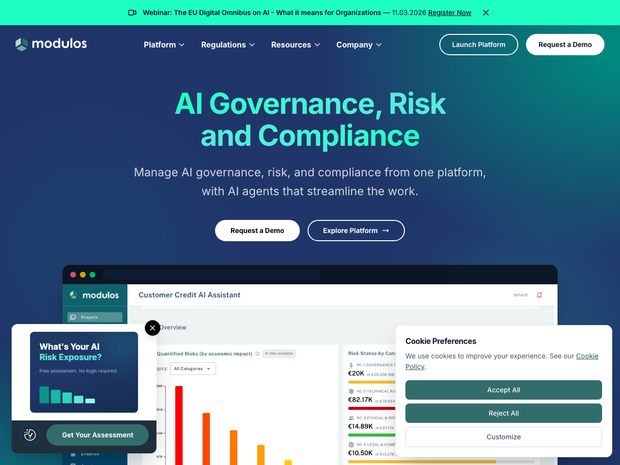 Modulos AI Governance Platform screenshot