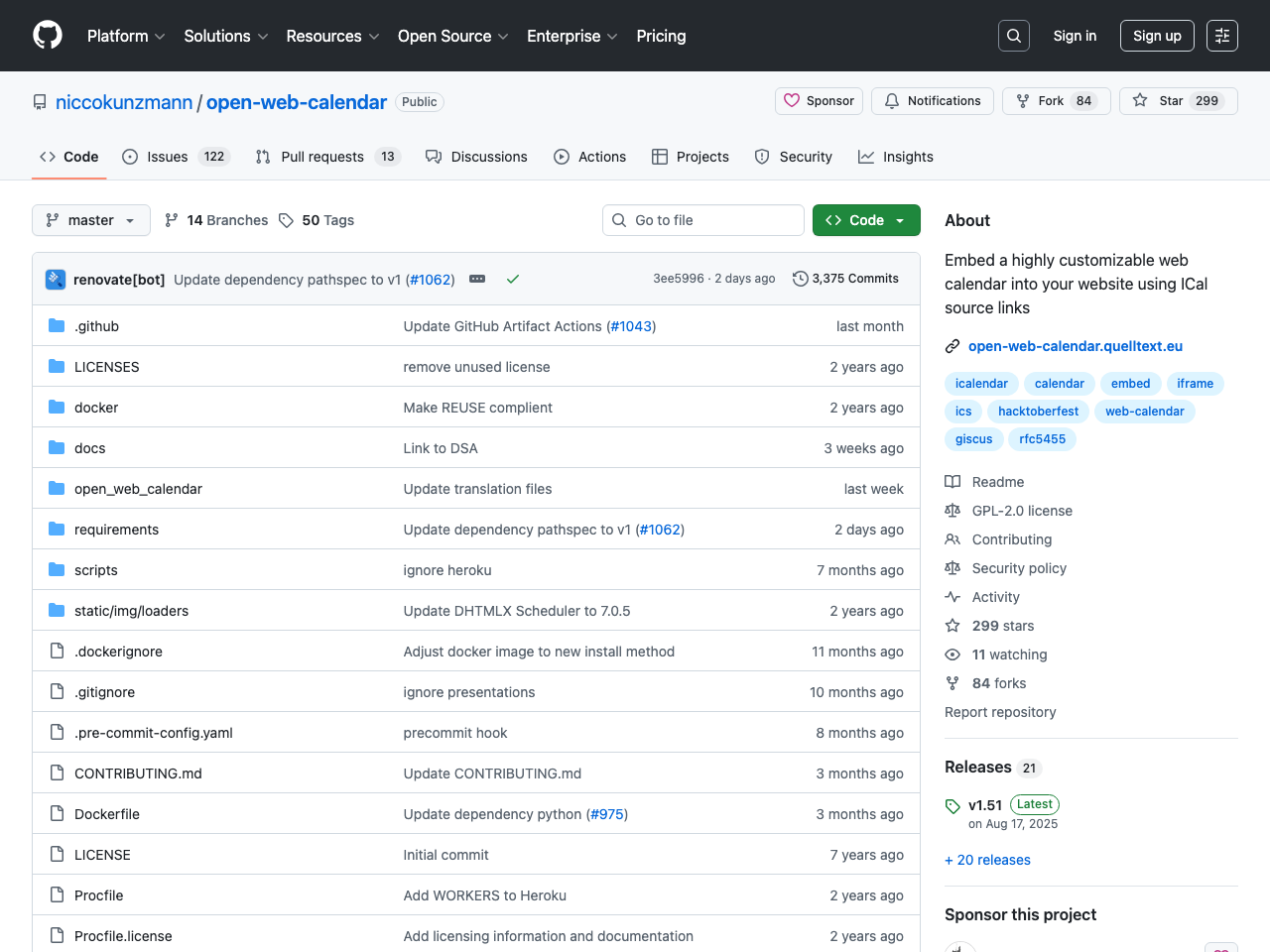 Open Web Calendar screenshot