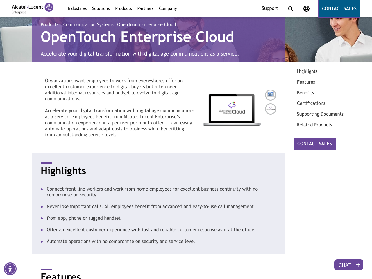 OpenTouch Enterprise Cloud screenshot