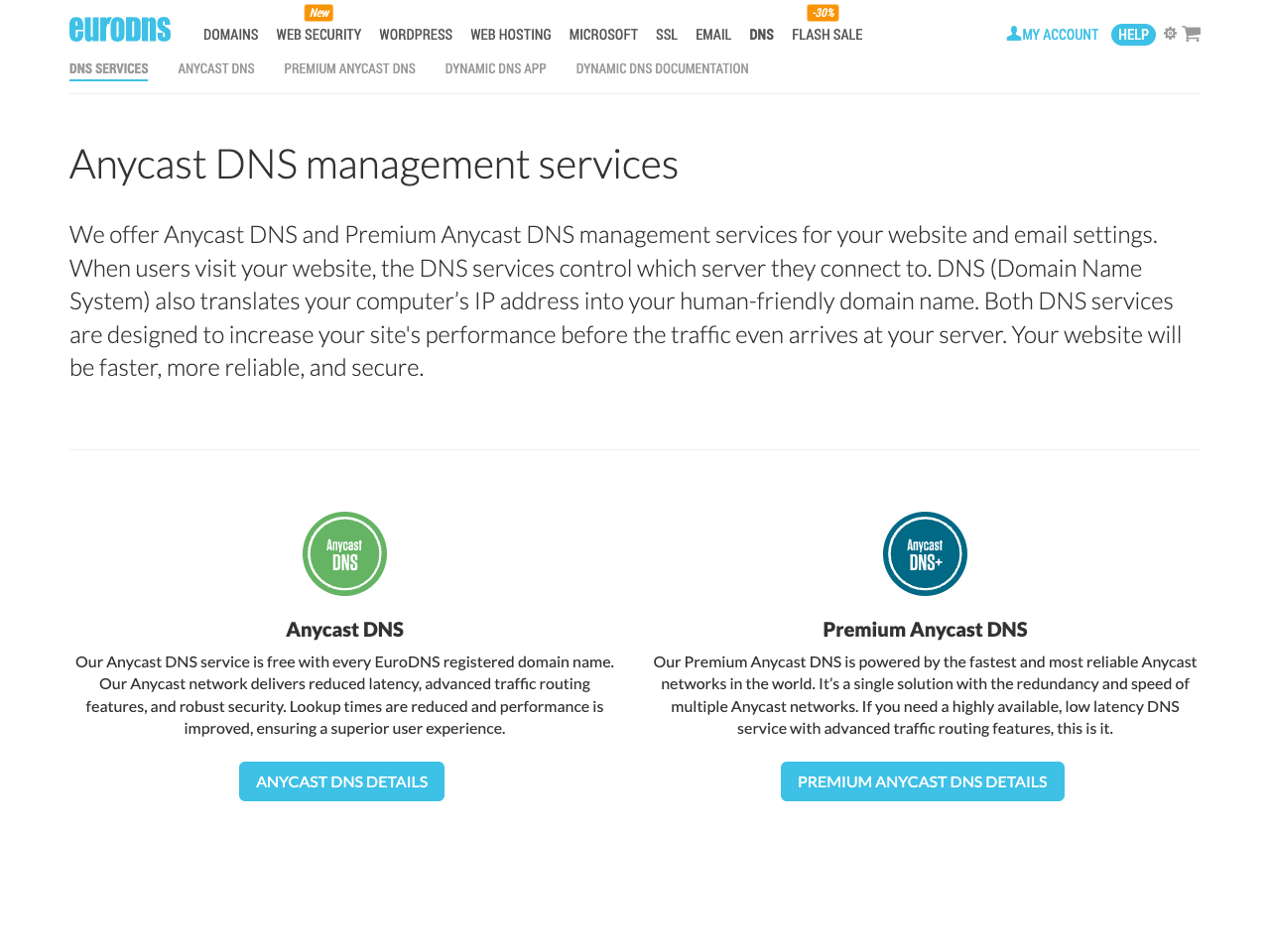 EuroDNS DNS screenshot