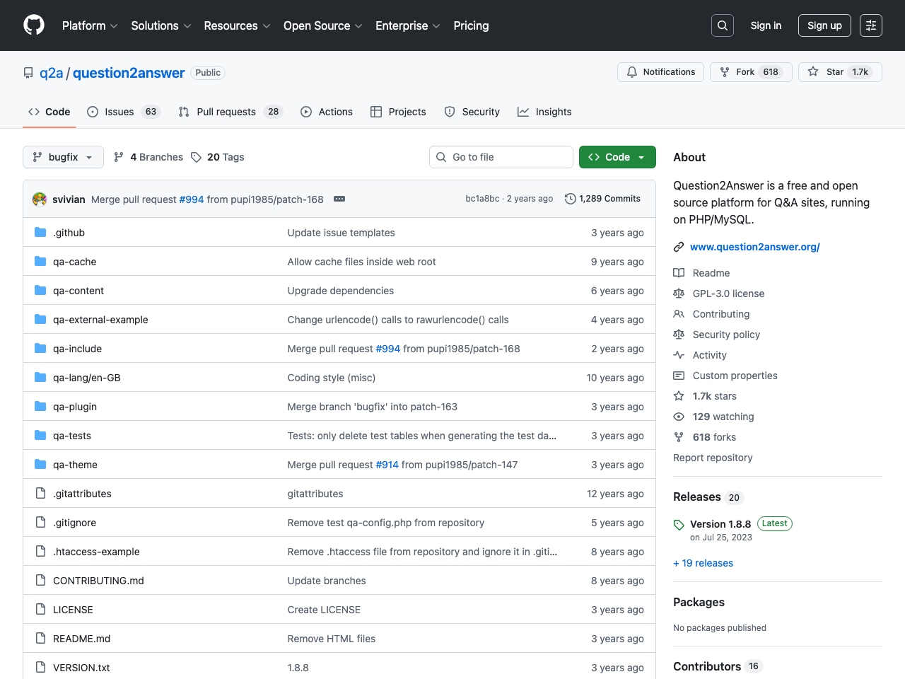 Question2Answer screenshot