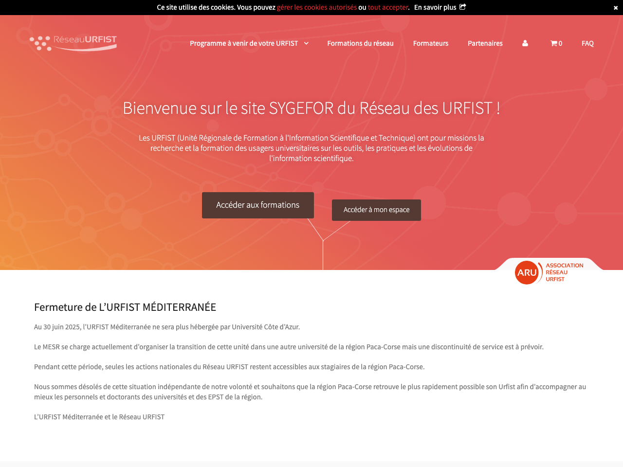 SYGEFOR (SYstème de GEstion des FORmations) screenshot