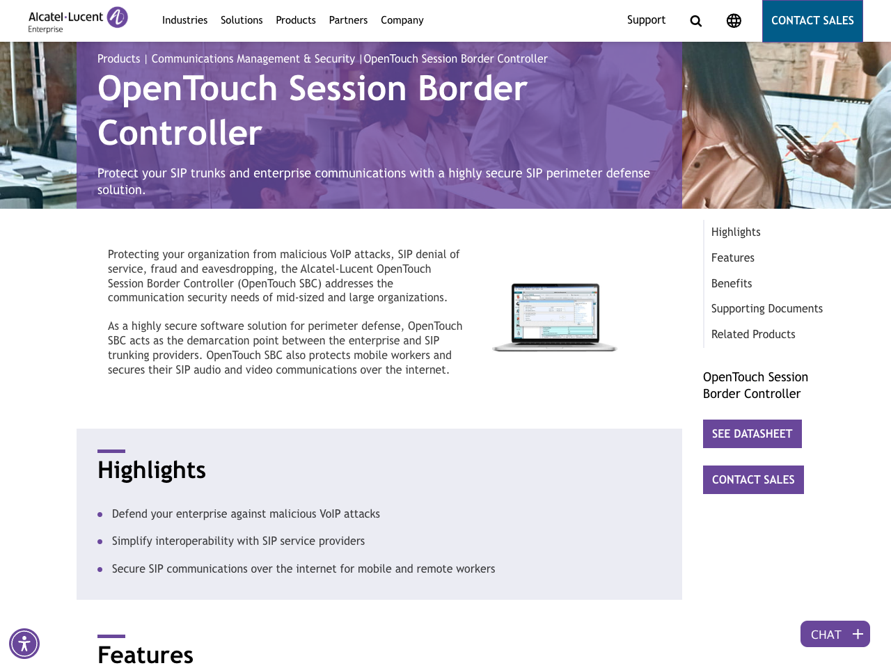 OpenTouch Session Border Controller screenshot