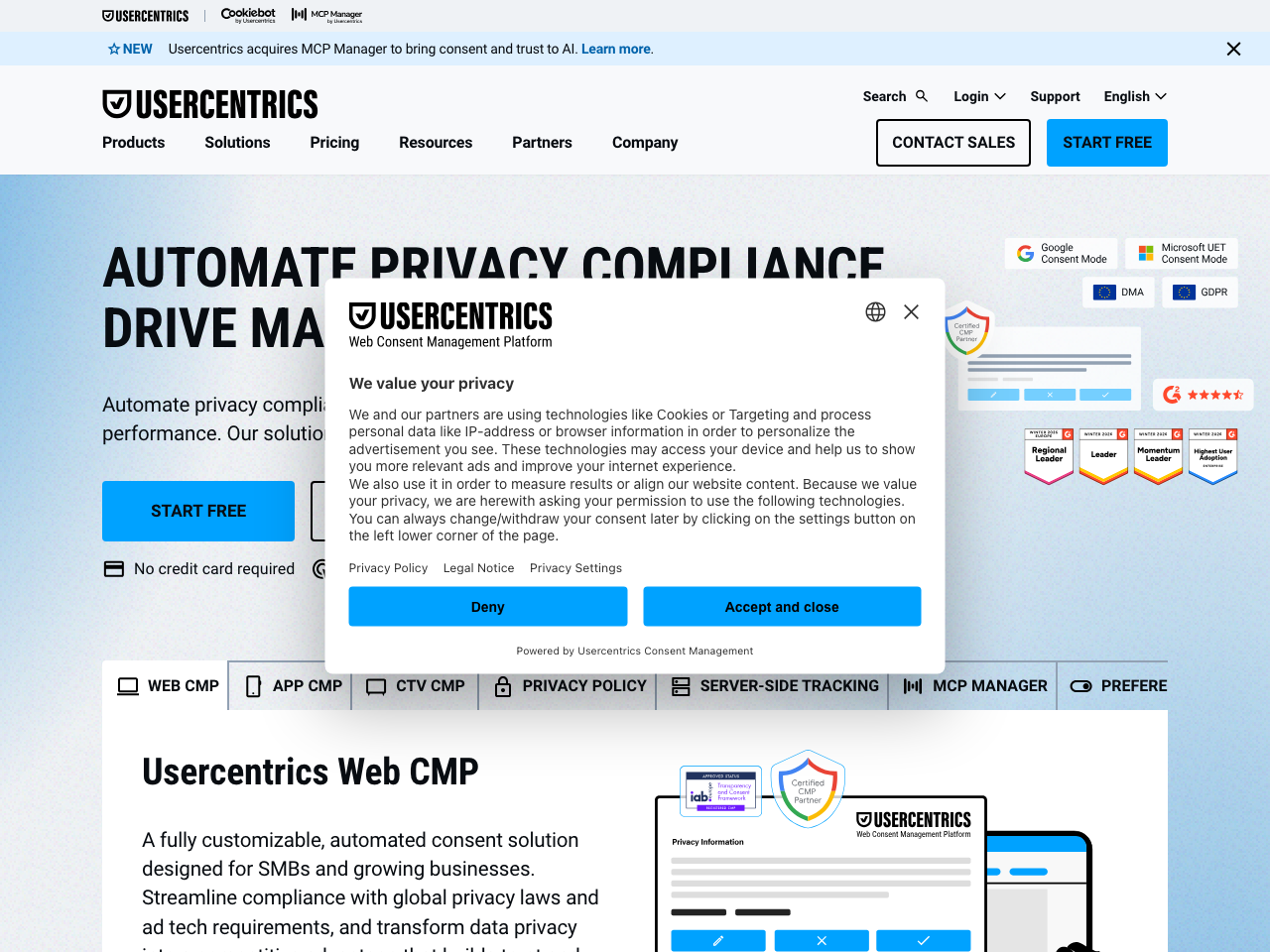 Usercentrics screenshot
