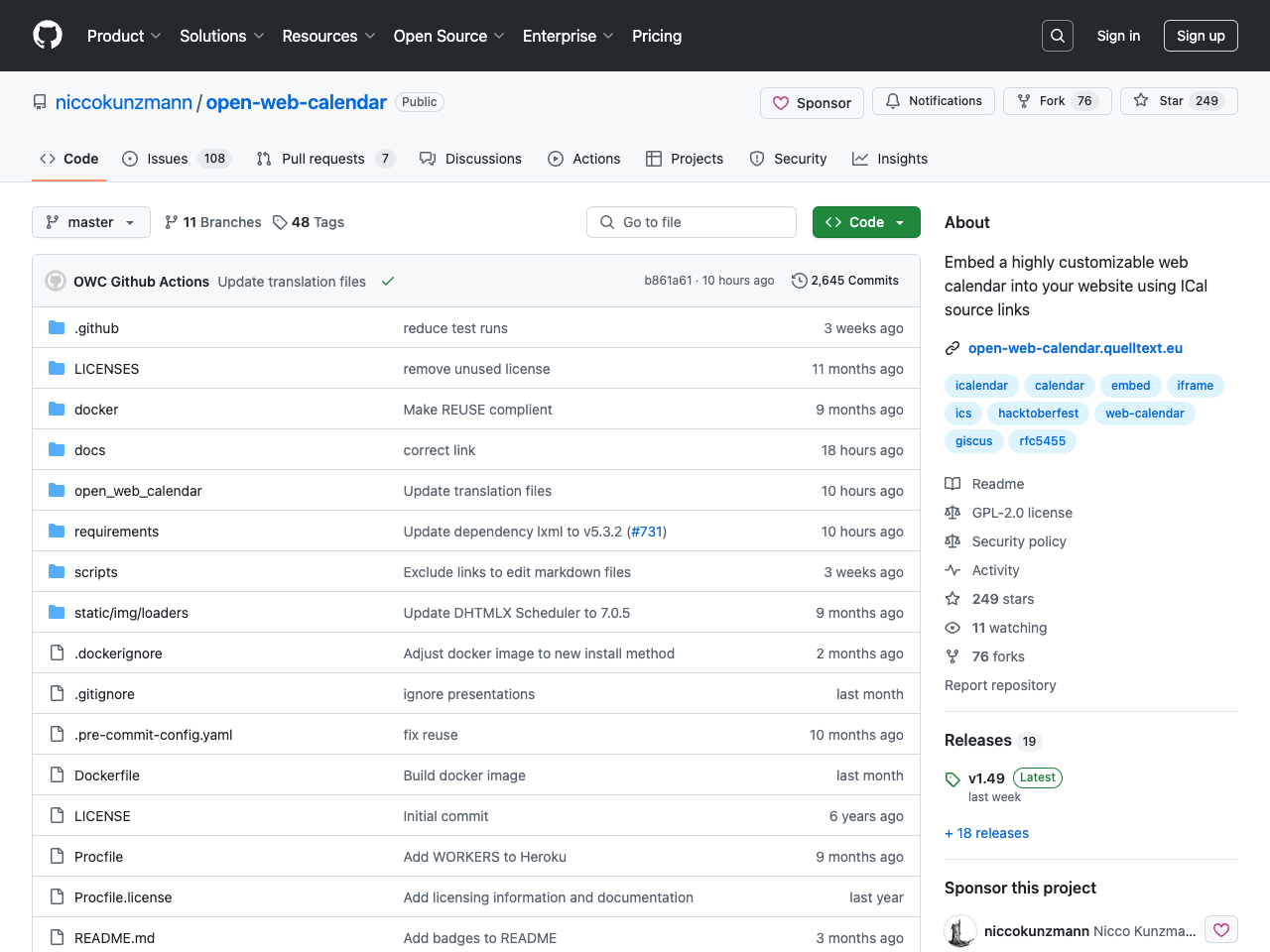 Open Web Calendar screenshot